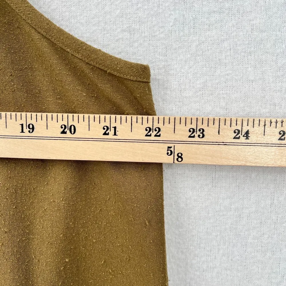 JENNI KAYNE Riviera Slip Dress Womens XXL Safari Green Raw Silk V-neck Maxi NEW - Picture 13 of 16